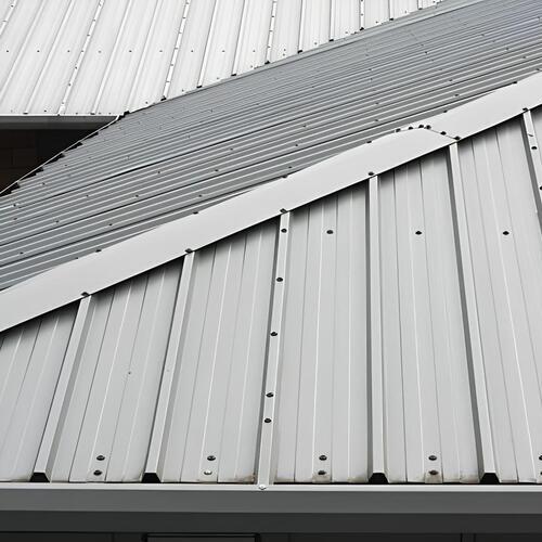 closeup of metal roofing